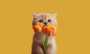99+ Hình Ảnh Meme Mèo Cầm Hoa Đốn Tim Dân Mạng